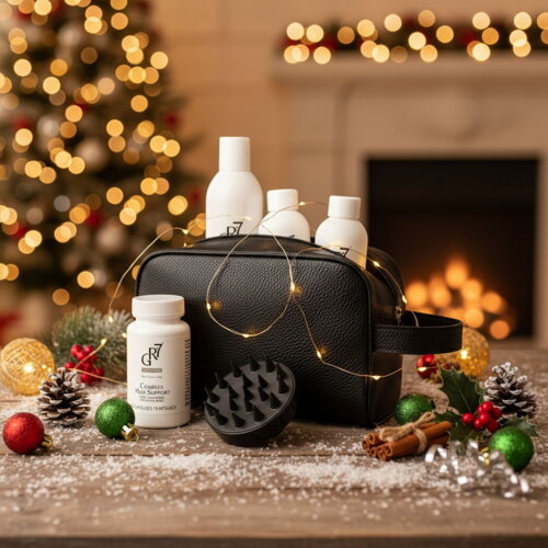 Vánoční dárková sada GR-7® pro muže – tonikum proti šedinám, šampon, vitamíny a masážní kartáč v elegantní tašce Vánoční dárková sada GR-7® pro muže – tonikum proti šedinám, šampon, vitamíny a masážní kartáč v elegantní tašce