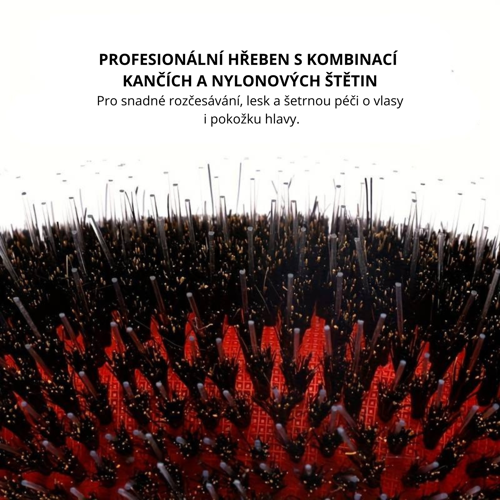 Profesionální růžový hřeben s kančími štětinami