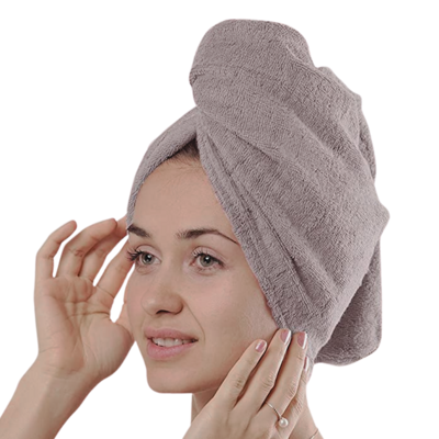 Rychleschnoucí ručníkový turban na vlasy - béžový