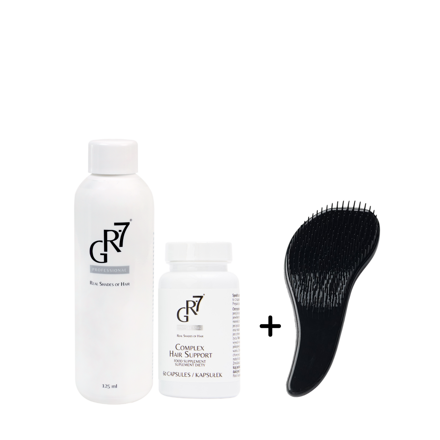 Kúra pro repigmentaci a posílení vlasů - GR-7 tonikum + vitamíny na vlasy + DÁREK masážní hřeben Magic 