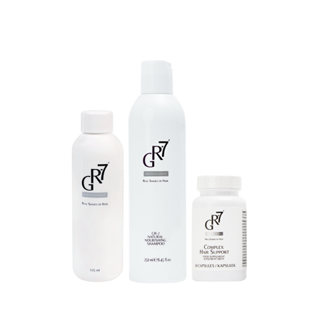 SET proti šedivění - GR-7 tonikum proti šedinám + vitamínový komplex HAIR SUPPORT + výživný šampon