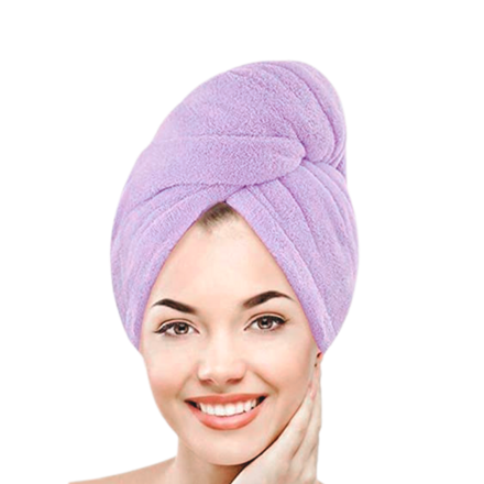 Rychleschnoucí ručníkový turban na vlasy - fialový
