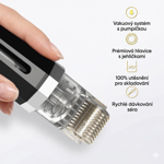 Integrovaný vakuový systém s pumpičkou pro přesné dávkování séra, prémiové titanové jehličky a 100% vzduchotěsné těsnění, které chrání vaše tonikum před oxidací a únikem.